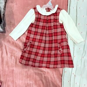 Carter's Red Plaid Dress with White Sleeves